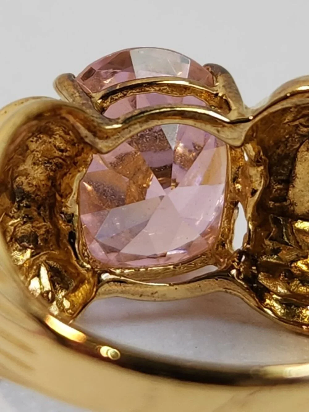 VTG Signed Pink Gold Vermeil 18K/925 Ribbed Cocktail Ring Sz7 - Picture 9 of 10